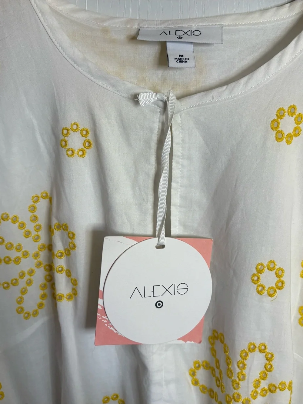 NWT ALEXIS Floral Embroidered Eyelet Lined Belted Tiered Maxi Boho Resort Party - Picture 5 of 9